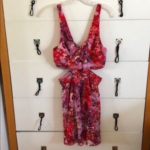 Floral Cut Out Fit and Flare Dress